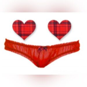 Bristol Six Plaid Nippies & Red Thong Set